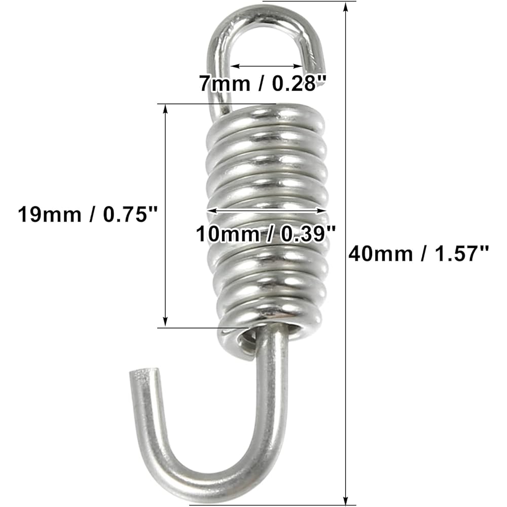 Motoforti Motorcycle Universal Exhaust Pipe Spring 40mm 1.57inch Stainless Steel Exhaust Pipe Spring Hook Improved Accessories