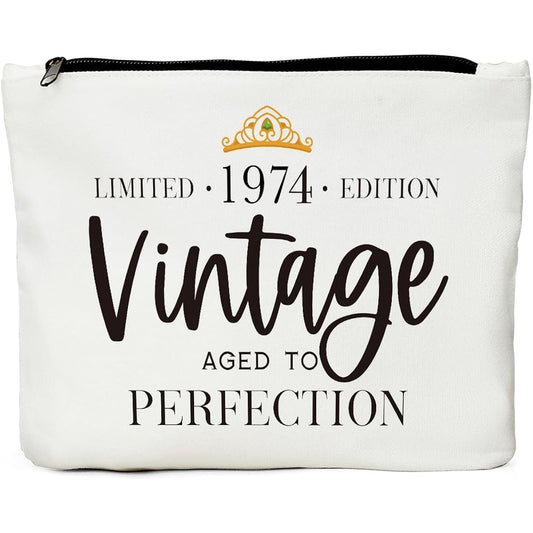 50th Birthday Gifts for Women 1972 50th Birthday Decorations for Women 50th Birthday Gift Ideas for Sister/Friend/Coworker/Best Friend/Mom - 1972 Vintage Aged to Perfection Makeup Bag