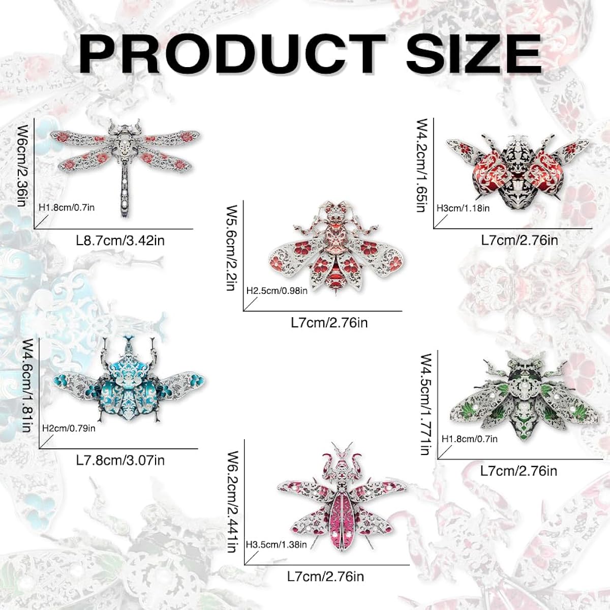 Piececool 3D Puzzle, Metallic Nano Puzzle, Metal Puzzle, DIY Craft Toy, Educational Toy, Kids, Adults, Gift, Birthday, Christmas, Present, Best Gift, Plastic Model, Insect Pin Series