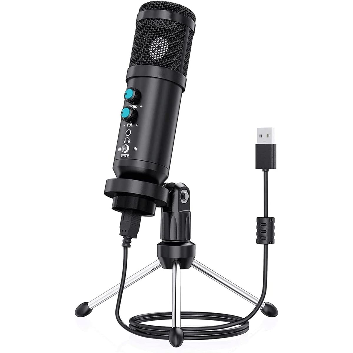 JTKDL USB Microphone Metal Condenser Microphone Multipurpose Vocal Microphone Kit Plug and Play with Tripod Stand Computer Microphone