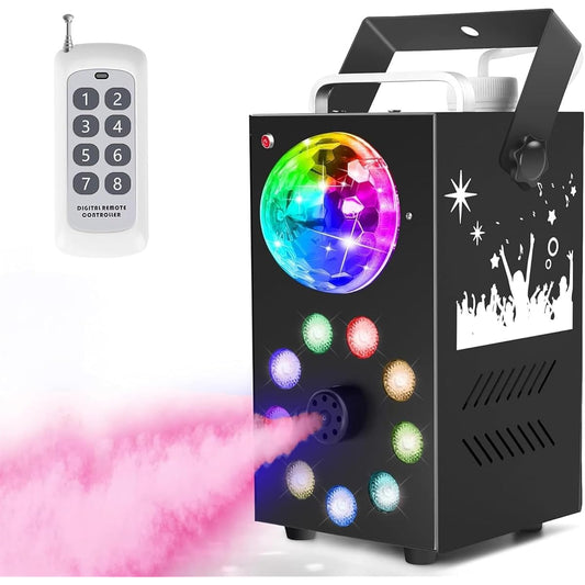 700W Fog Machine, Smoke Machine with 9 RGB LED Lights and Disco Ball, 3-In-1 Fog Stage Effect Machine with Wireless Remote Control, for Party, Wedding, Dance Hall