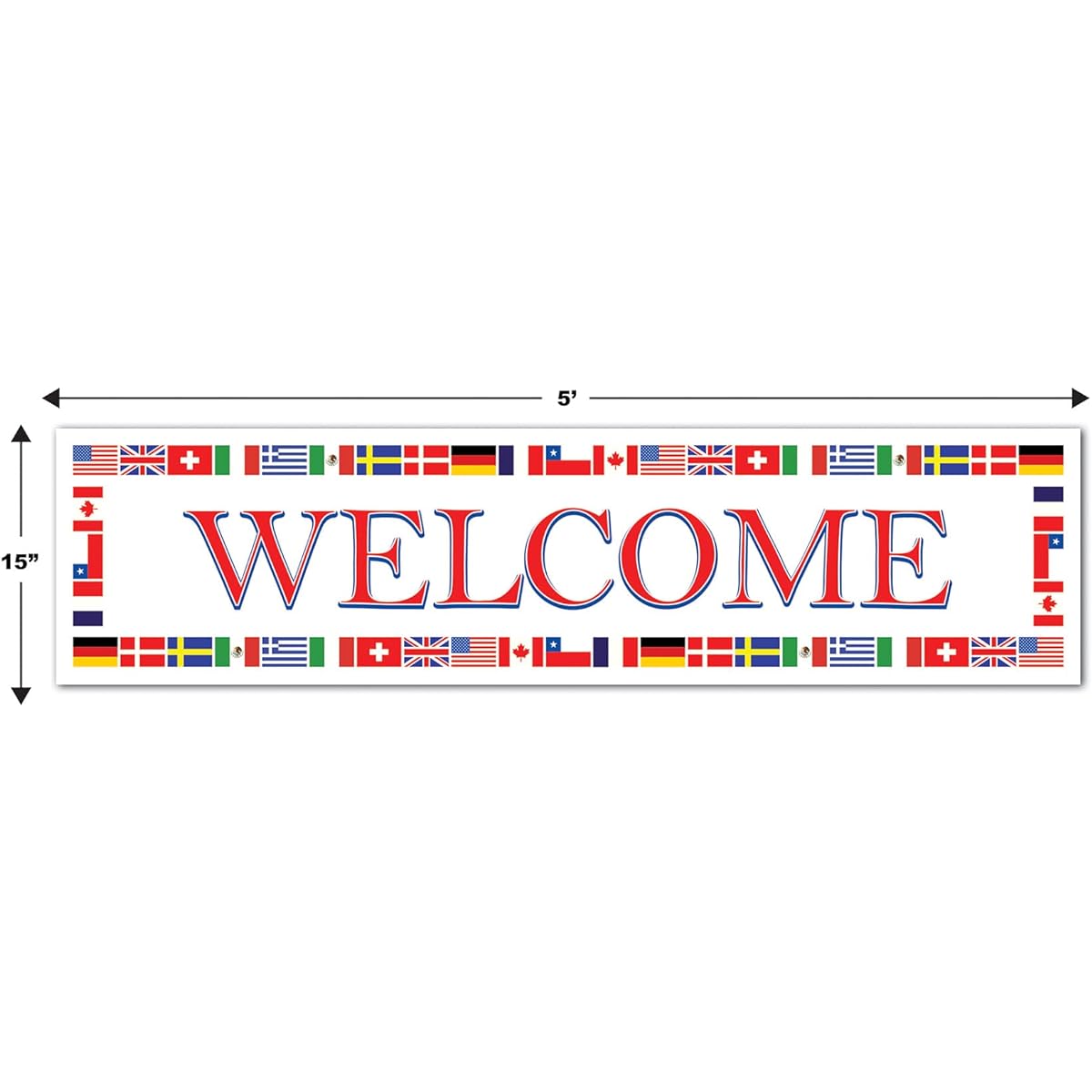Beistle 57899 2-Pack International Welcome Banners, 15-Inch by 5-Feet, Multicolor, S57899AZ2