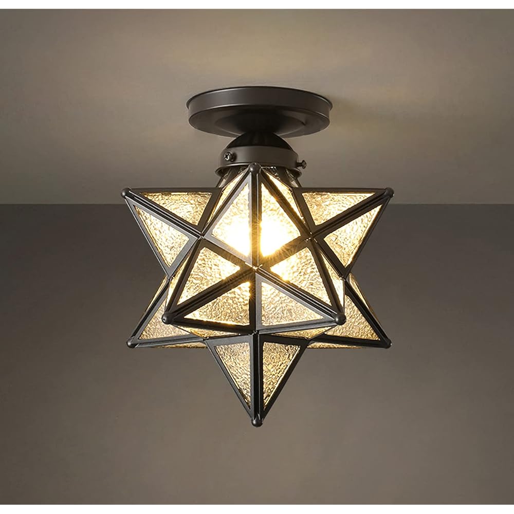Sakura Ceiling Light Ceiling Light Lighting Fixture Star Shaped Indirect Lighting Antique Stylish Glass Star Vintage Antique Retro Industrial