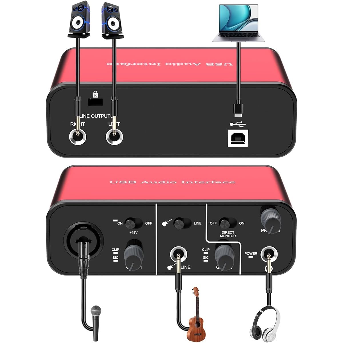 Audio Interface Solo Recording Podcast Streaming Recording Songwriting Streaming Podcast Plug and Play Noise Free XLR Audio Interface (#003)