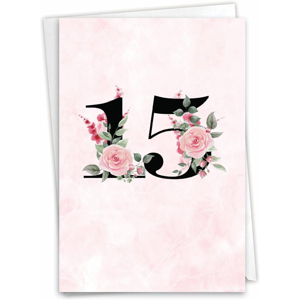 NobleWorks 15th Anniversary Greeting Card with 5 x 7 Inch Envelope (1 Card) Floral Works 15 C10492MAG-WA