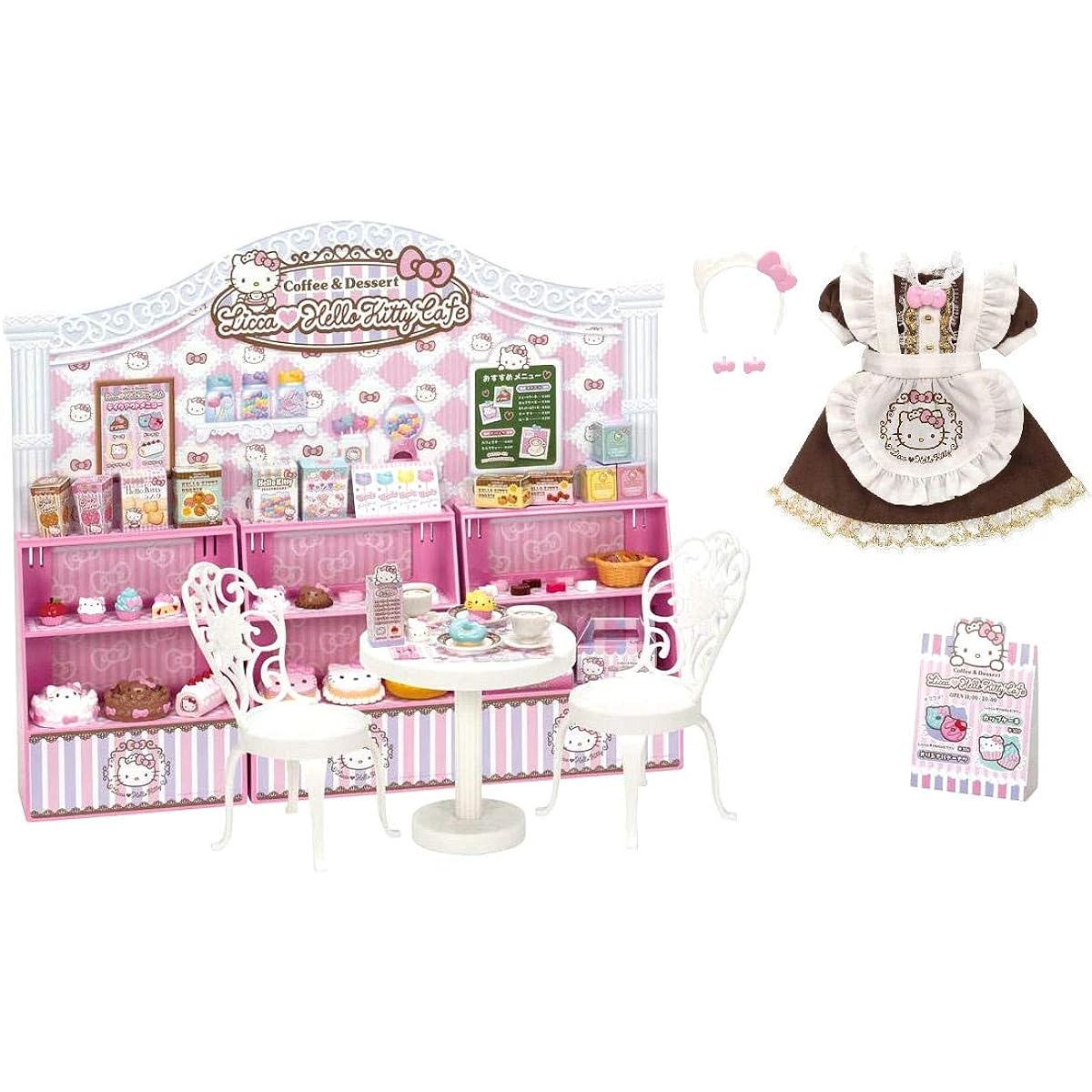 [House & Dress Set] Licca-chan Hello Kitty Sweets Cafe + Hello Kitty Sweets Cafe Dress Set 2-piece set *Doll sold separately.