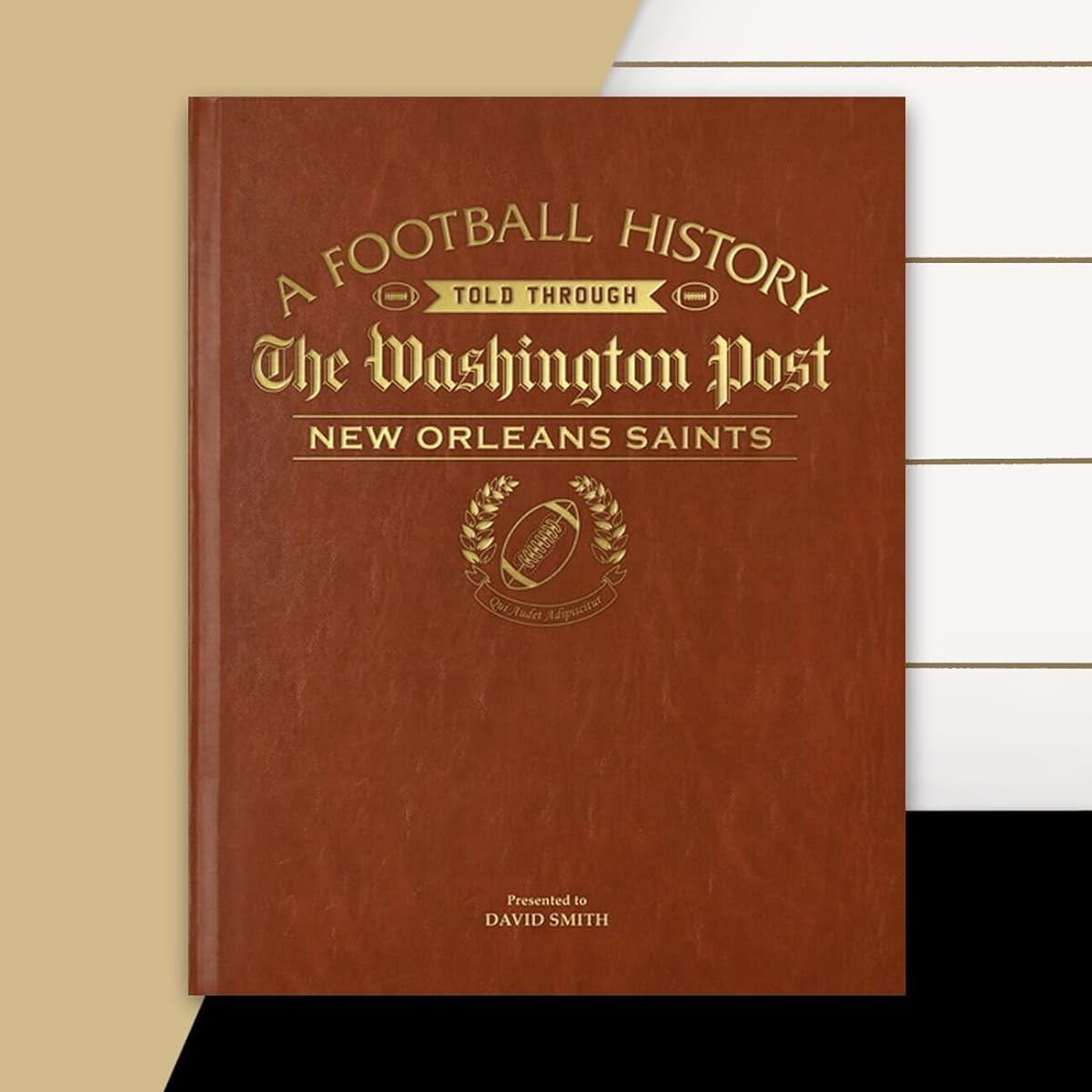 Signature Gift Personalized Football History Book - Gift for Sports Fans - History of Pro Football Told Through Newspaper Archive Reporting - Add Your Name Gold Foil Embossing Free