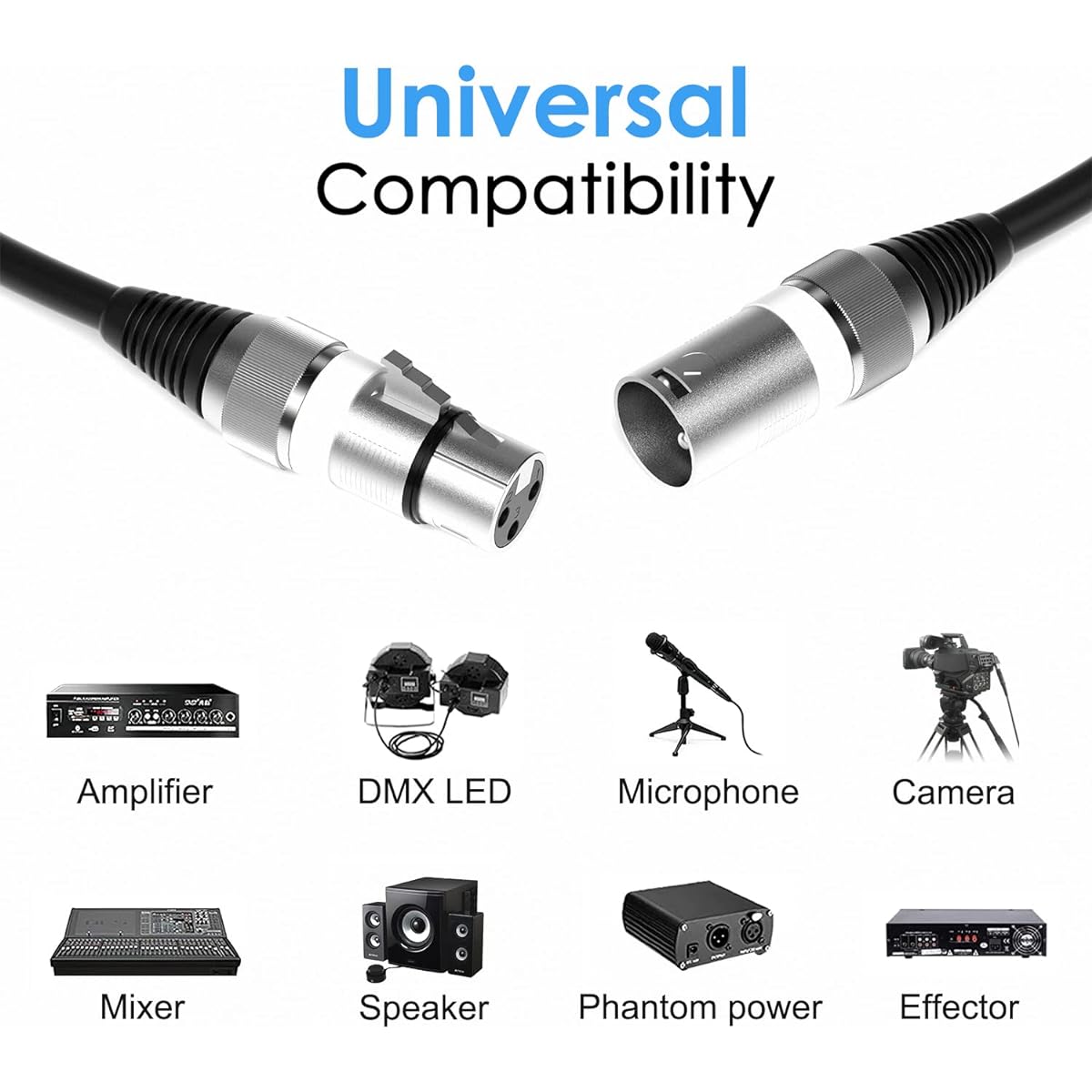 Dacimora XLR Microphone Cable Fully Balanced Microphone Mixer for Recording Studio Audio Interface (2 Pack 50ft)