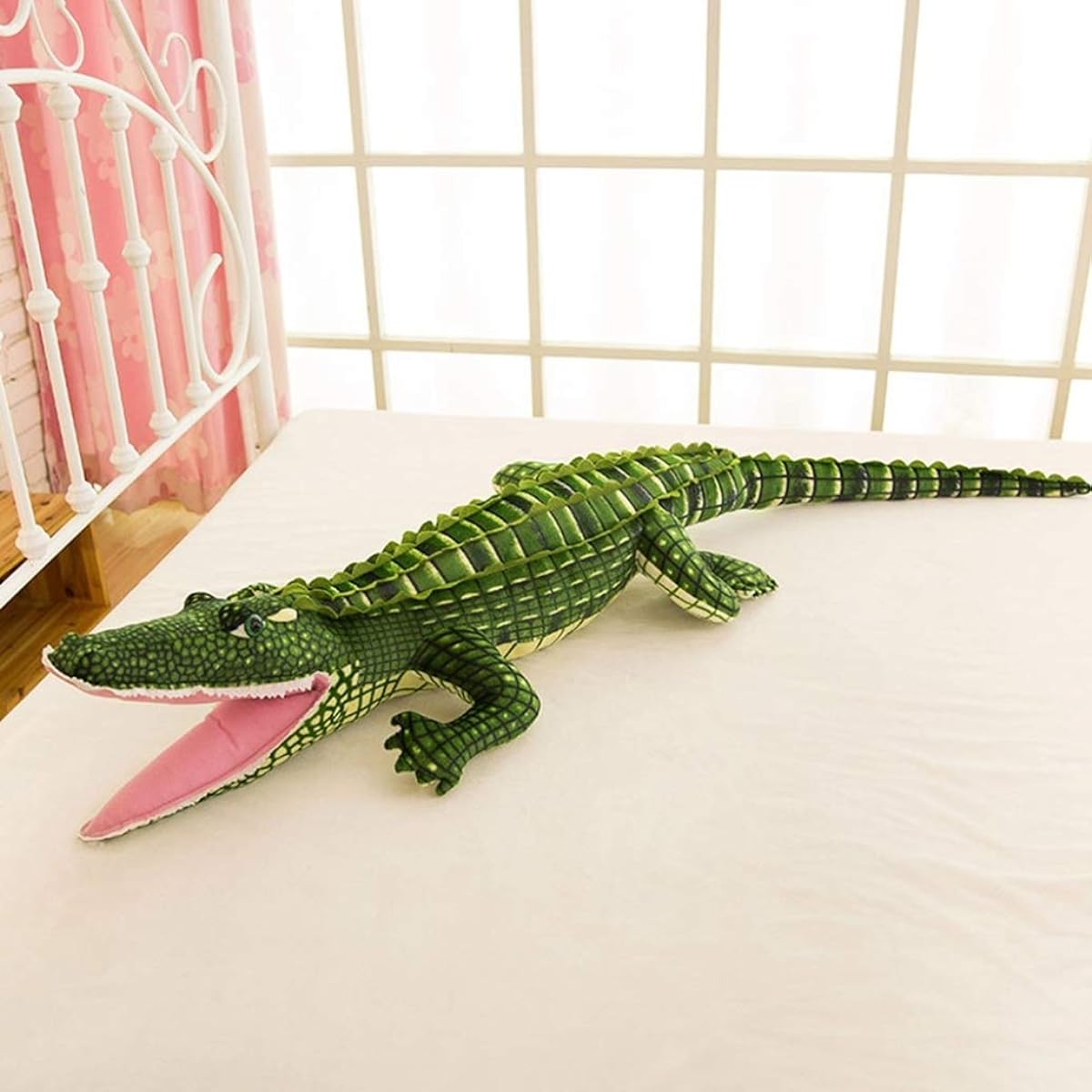 Body pillow, green crocodile stuffed animal for side sleeping, cushion, soft and fluffy, cute and soothing, animal pillow for sleeping with your pet, crocodile, gift, large size, nap pillow, doll, girl, cute, 200cm, fluffy - Nemunemu, gift, long pillow