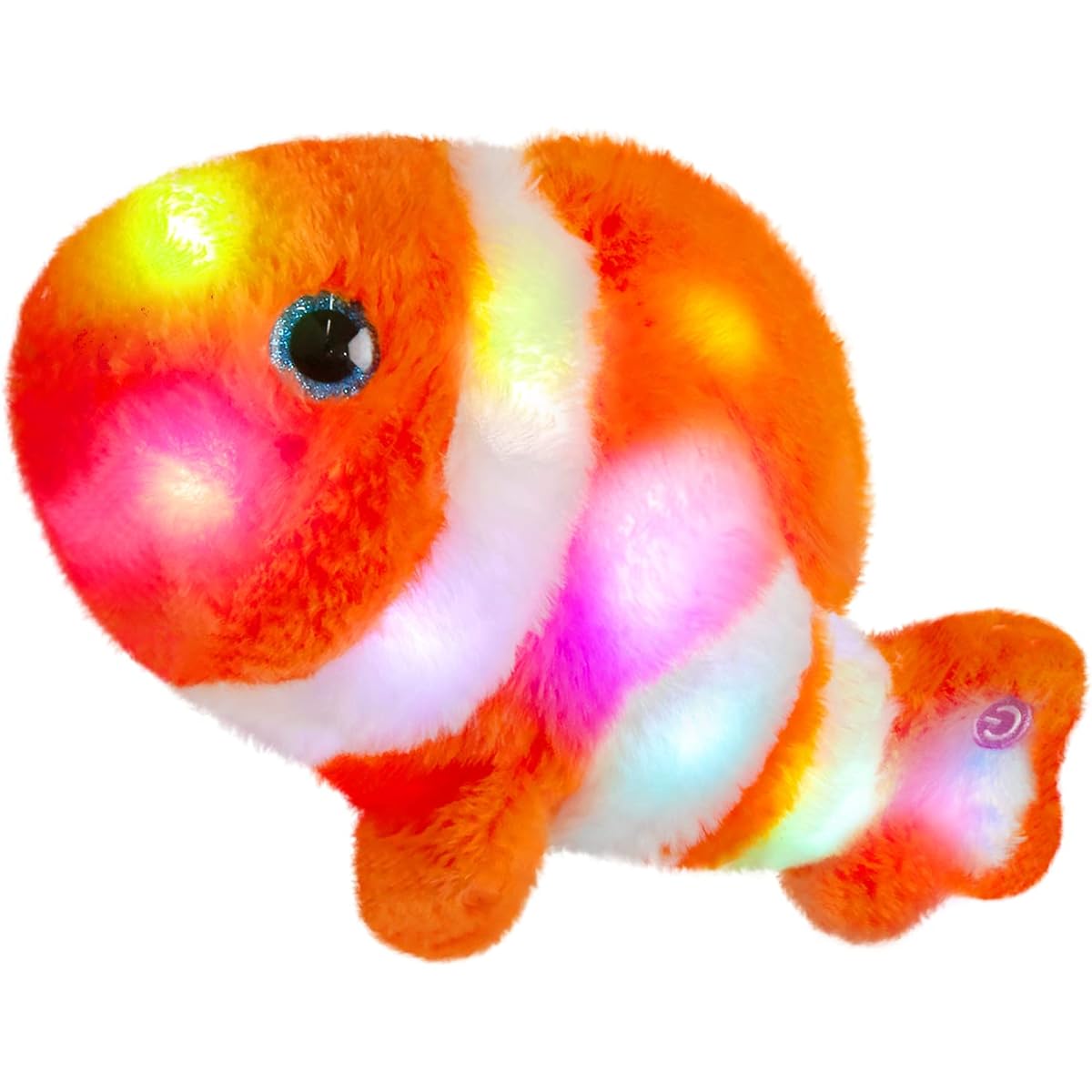 Glow Guards 12" LED Orange Fish Ocean Life Light Up Plush Soft Pillow with Night Light, Birthday Gift for Toddlers and Kids