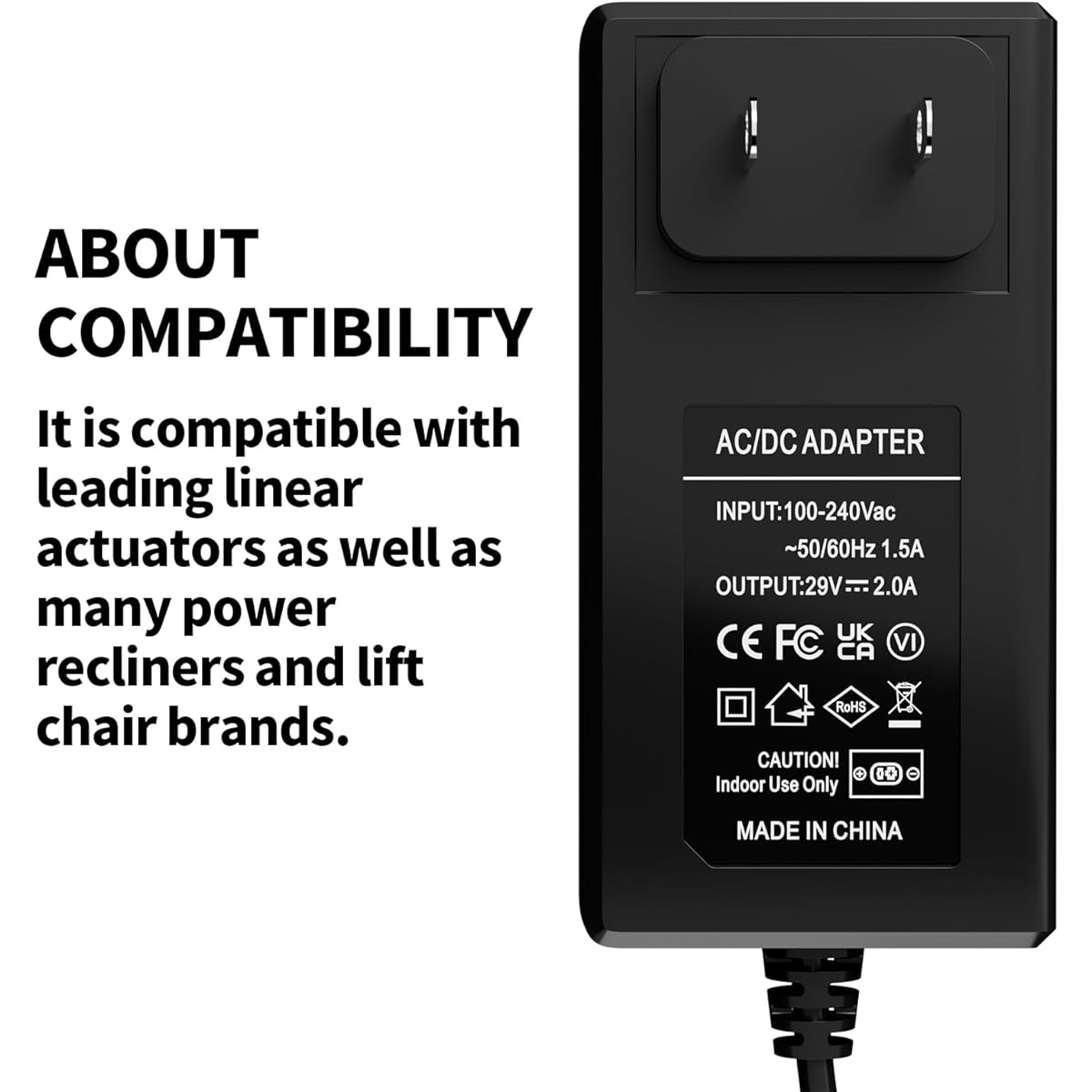 nvmw Recliner Power Transformer Replacement Cord for Limo/Electric Recliner/Lift Chair/Adjustable Bed 29V 2A AC/DC Switching Adapter
