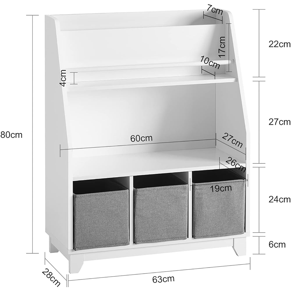 SoBuy Picture Book Shelf, Picture Book Rack, Toy Box, Toy Storage, Stylish, Width 63 x Depth 28 x Height 80 cm, Large Capacity, Wooden Storage Case, Children's Bookshelf, Open Shelf, Kids, Storage Box, Children's Shelf, Bookshelf, Storage Shelf, Children