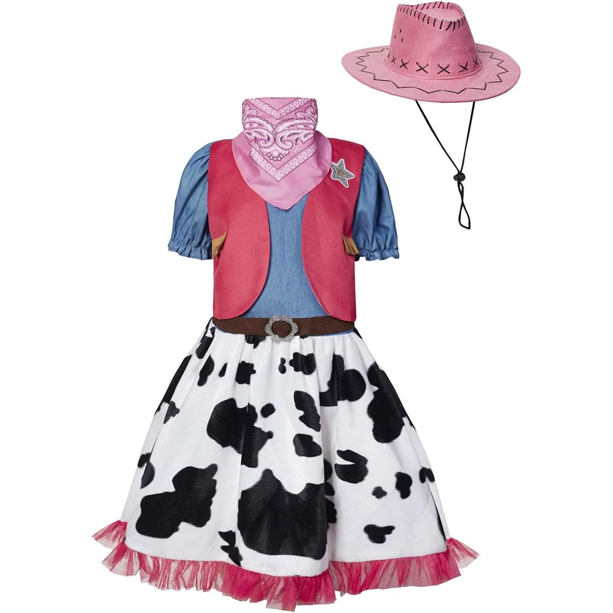 LMYOVE Cowgirl Halloween Costume for Girls Role Play Party Dress Up Outfit for Kids
