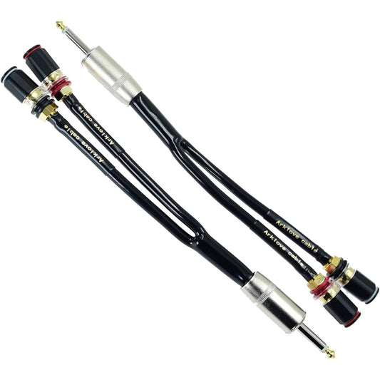 2 Pack 12awg Plug Male TS Mono 1/4'' Banana Female 4mm Speaker Adapter Conversion Cable Cord Audio Port with Connector Para Bocina de DJ Stage Power Amplifier
