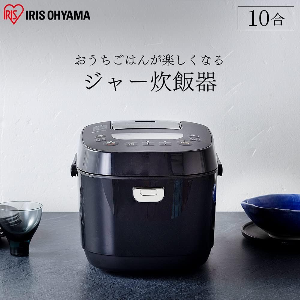 Iris Ohyama Rice Cooker, 10 Cups, 1 Sho, Microcomputer Type, Cooking Function for 40 Brands, Extra Thick Pot, Brown Rice, Black RC-ME10-B