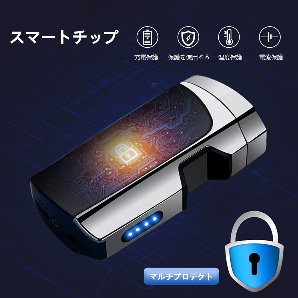 YOZWOO Electronic Lighter, USB Rechargeable Cool Lighter, Rechargeable Plasma Lighter, Double Arc Flameless Lighter, Metal Windproof Stylish Lighter, Compatible with Infrared Sensitivity, Suitable for Outdoor Hiking Camping BBQ (Blue)