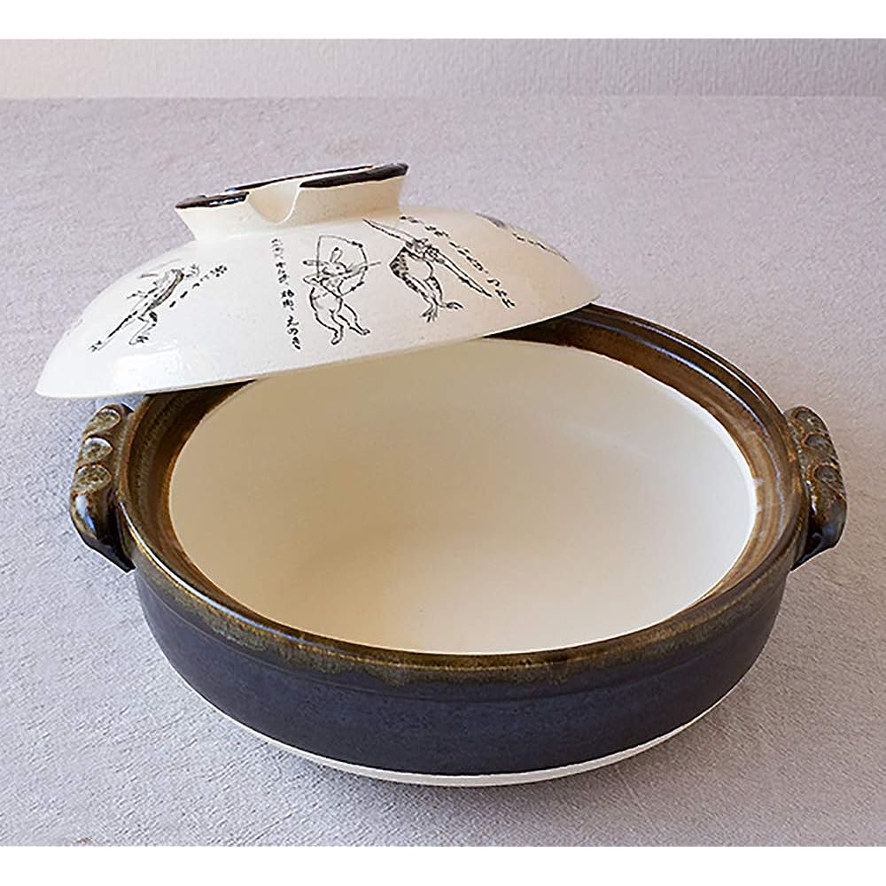 Saji Pottery Banko Ware Earthen Pot No. 9 Choju Giga Made in Japan 24-804 White 3200ml