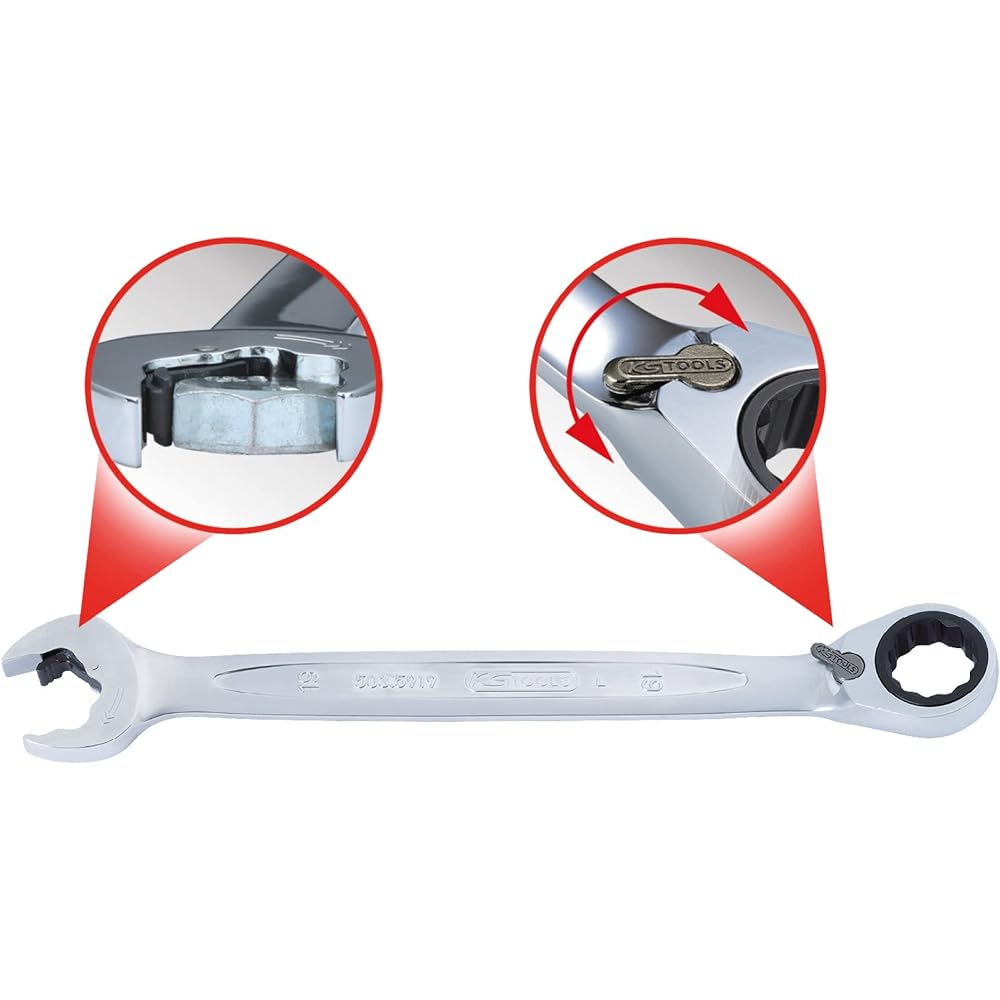 KS TOOLS DUO GEARplus combination spanner with ratchet mechanism in ring and open jaw reversible 24mm 503.5924