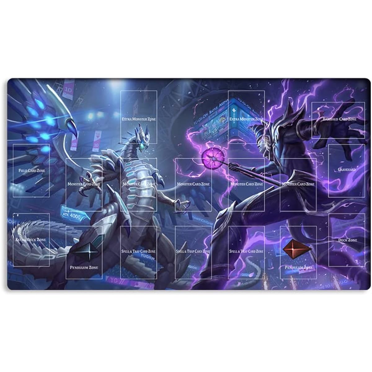 Mlikemat Playmat Blue Eyes Chaos Max Dragon Dark Paladin TCG CCG OCG Trading Card Game Mat with Zone + Free Bag (ZD039-268-A)