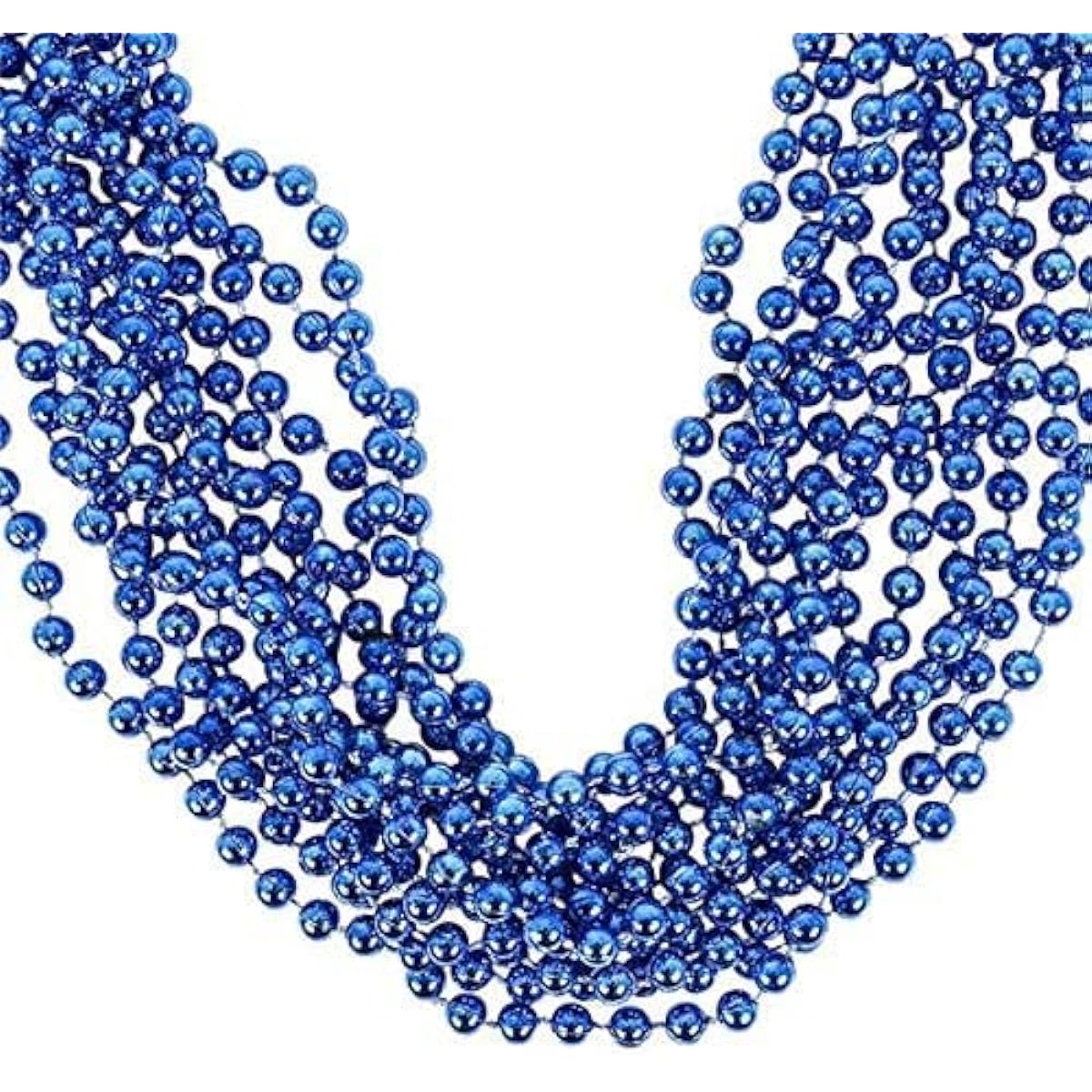 Beaded Necklace Pack Metallic Round Multicolor Costume Necklace Accessories 33" 7mm Event and Party Favors Novelty