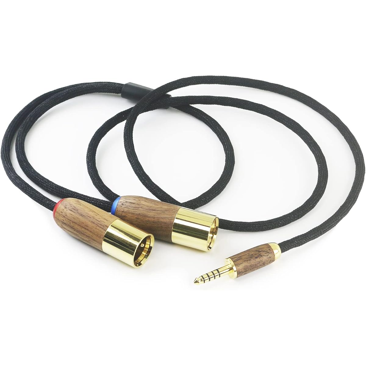 NewFantasia 4.4mm Balanced Male to 2XLR Male Dual XLR Male Audio Adapter Cable 4.4mm to 2XLR Balanced Cable 6N OCC Copper Silver Plated Cord Walnut Wood Shell 1.5m/4.9ft/59in