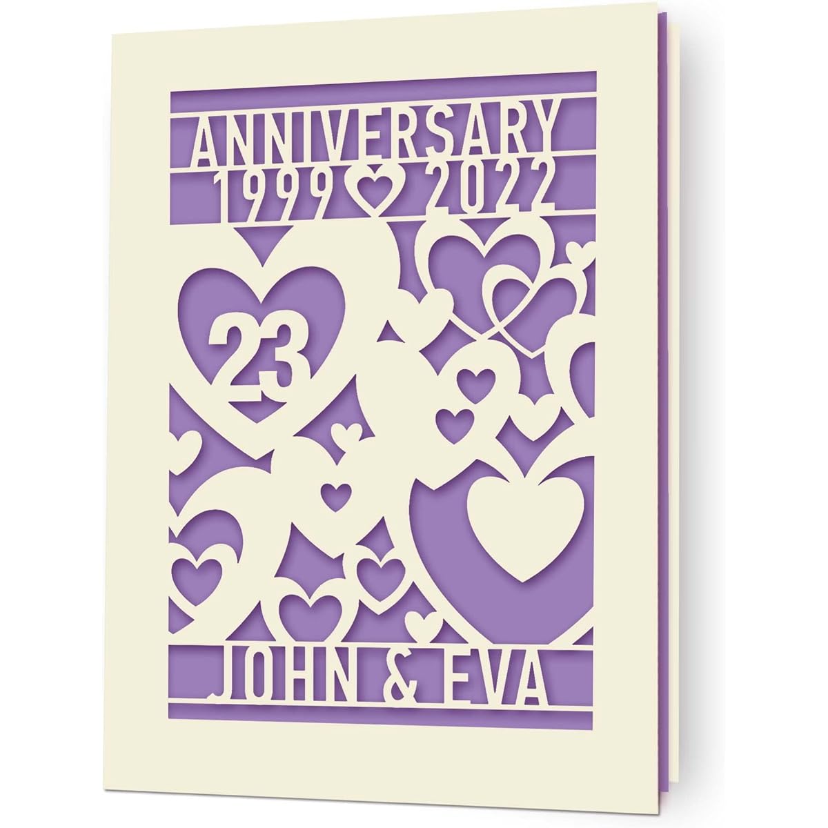 EDSG Personalized Anniversary Wedding Cards, Anniversary Wedding Gifts for Lover/Couple/Girl/Woman/Wife/Her Memorial Keepsake Greeting Cards with Envelope (Lilac Purple)
