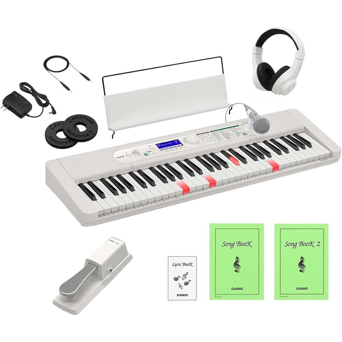 [Full option set for immediate use] CASIO Casiotone Optical Navigation Keyboard Electronic Piano Electronic Musical Instrument 61 Keys LK-530 LK530 [Microphone & Music Book & Music Stand Included] (Pedal/Headphone Set)
