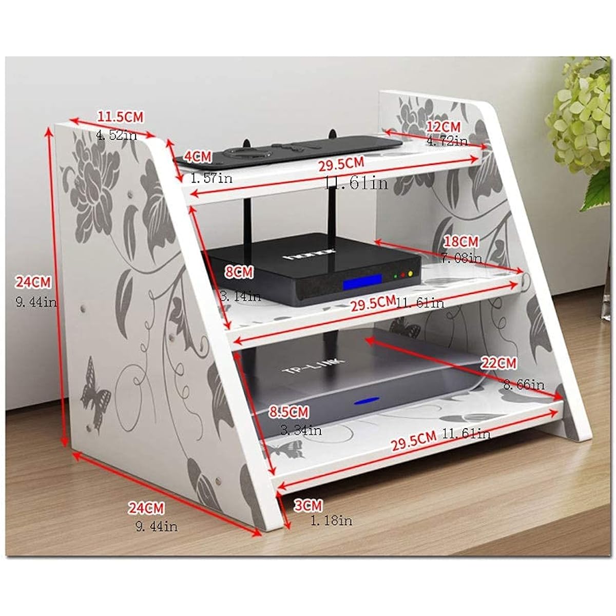 Wall Mount Shelf TV Set Top Box Shelf Router Storage Box Photo Toys Storage Shelf Open Audio Video Shelf Stand, DVD Player/Cable Box/Game Console/Router Floating Shelf Wall Mount