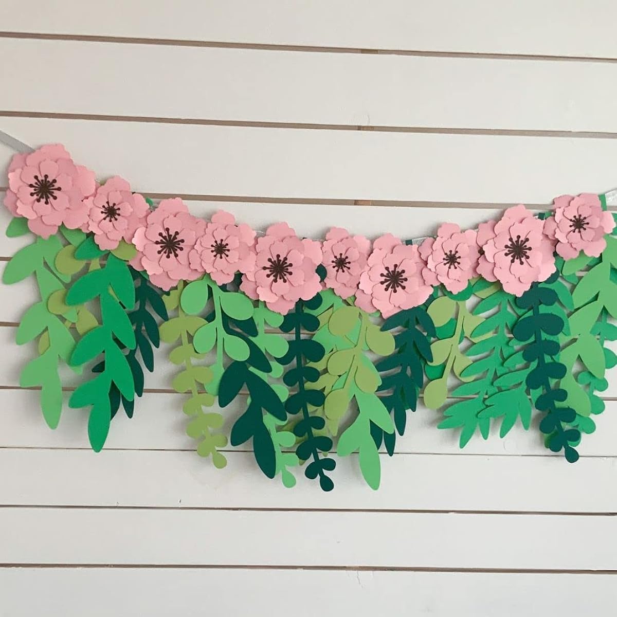 Pinfliers Floral|Jungle Theme Birthday Decoration Garland for Ganpati Puja | Ganesha Chaturthi Festival Background Decoration Item for Home Paper Pink Flowers Decoration 20 Leaves