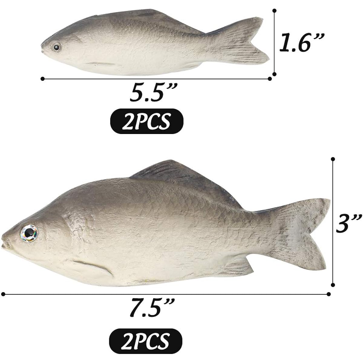 BigOtters 4pcs Artificial Fish, Fake Fish Realistic Fish Playset Model Food Display Toys for Kids Kitchen Decor Photo Props