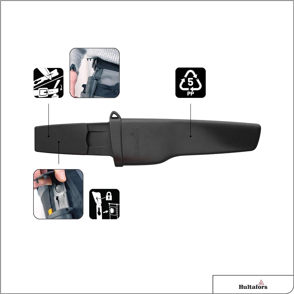 Hultafors Camping Knife Multipurpose Sustainable High Strength High Durability Blade Dimensions: 90mm Craftsman's Knife HVK Bio AV03801500