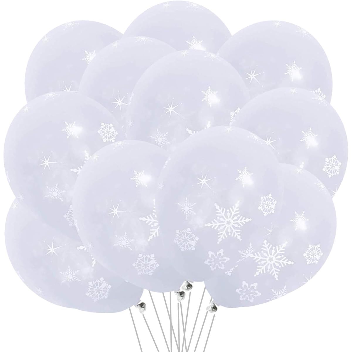 50pcs Winter Snowflake Latex Balloons - Christmas Winter Wonderland / Xmas / Holiday Birthday Baby Shower Wedding First Birthday Party Supplies Decorations Snowflake Home Outdoor Decor