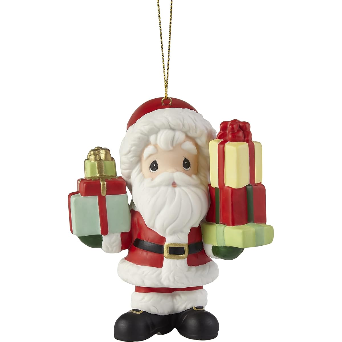 Precious Moments 221012 Annual Santa Bisque Porcelain Ornament with Christmas Cheers