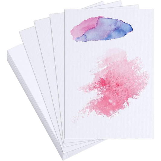 50 Sheets Watercolor Paper 4 x 6 Inch 100% Cotton Watercolor Paper Acid Free Watercolor Paper Cards for Students Artists Sketch Art Test (Rough Texture)