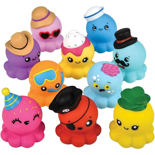 10pcs 2" Sea Animal Rubber Bath Toys with Costumes (Octopus in Costume)