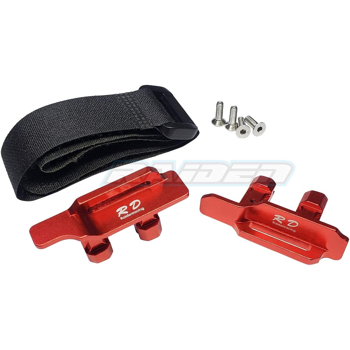 Raidenracing Aluminum Alloy 3S 4S Tall Battery Holder Mount Hold Down Traxxas 1/10 New MAXX - Red