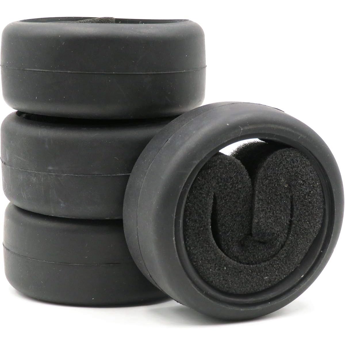hobbysoul RC 1/10 On-Road Slick Tires Rubber Tyres with Foam Inserts for 1:10 Touring Drift Car Wheel Rims 24pcs