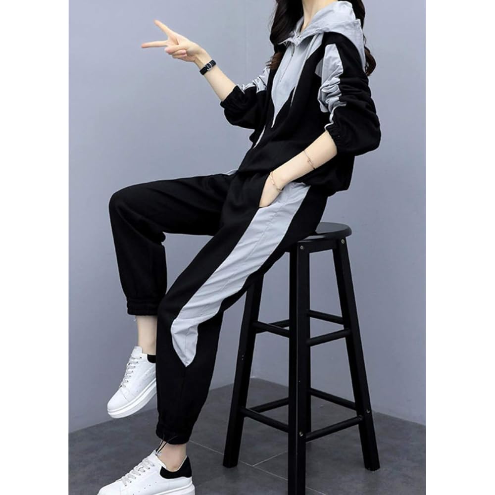 [Shion] Top and Bottom Set Jersey Parka Stylish Setup Women's S-XL