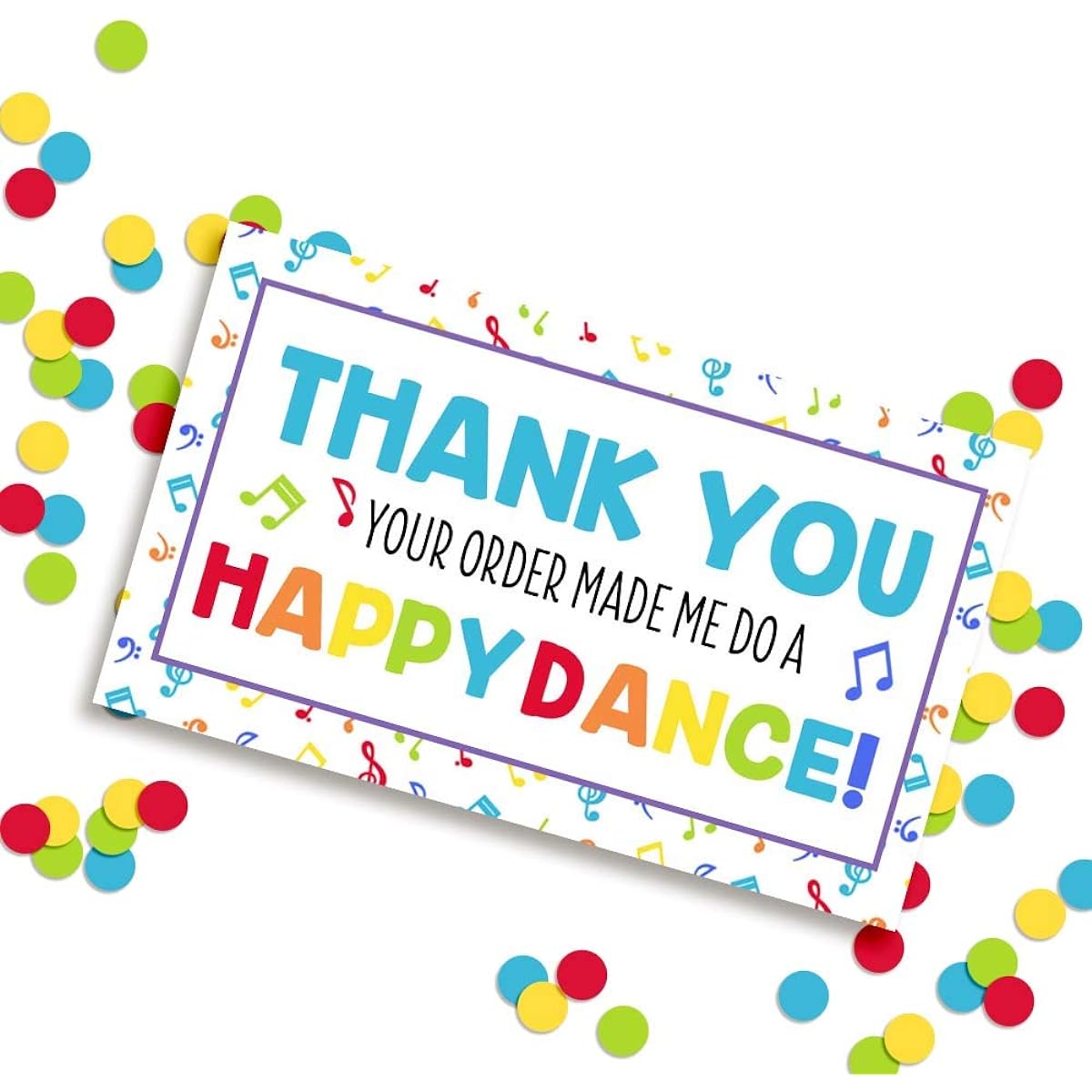 Happy dance! AmandaCreation Music Notes Theme Thank You Customer Appreciation Package for Small Business, 100 Single Sided Insert Cards, 2" x 3.5"