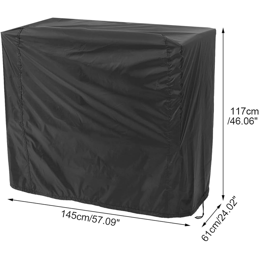 BBQ Dustproof Cover, BBQ Stove Cover, Grill Waterproof Cover with PU Coating, Polyester Material Fire pit Cover, Black Grill Protective Cover with Storage Bag for Outdoor Garden Camping (145x61x117cm)
