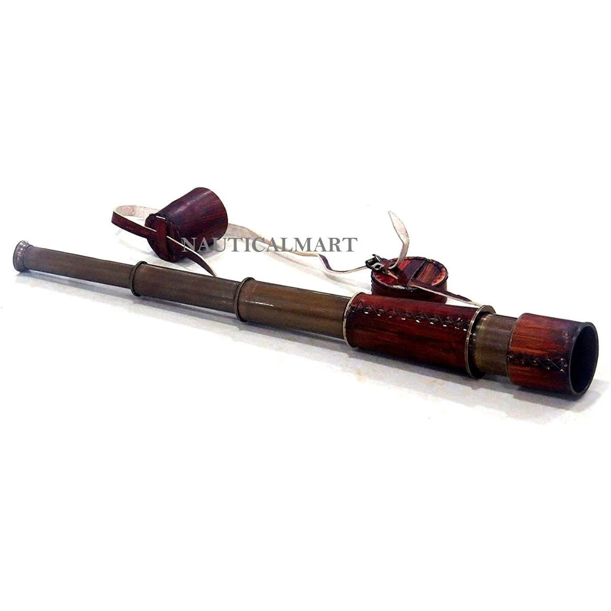 NAUTICALMART 20" Captain Brass Telescope with Spyglass and Leather Case