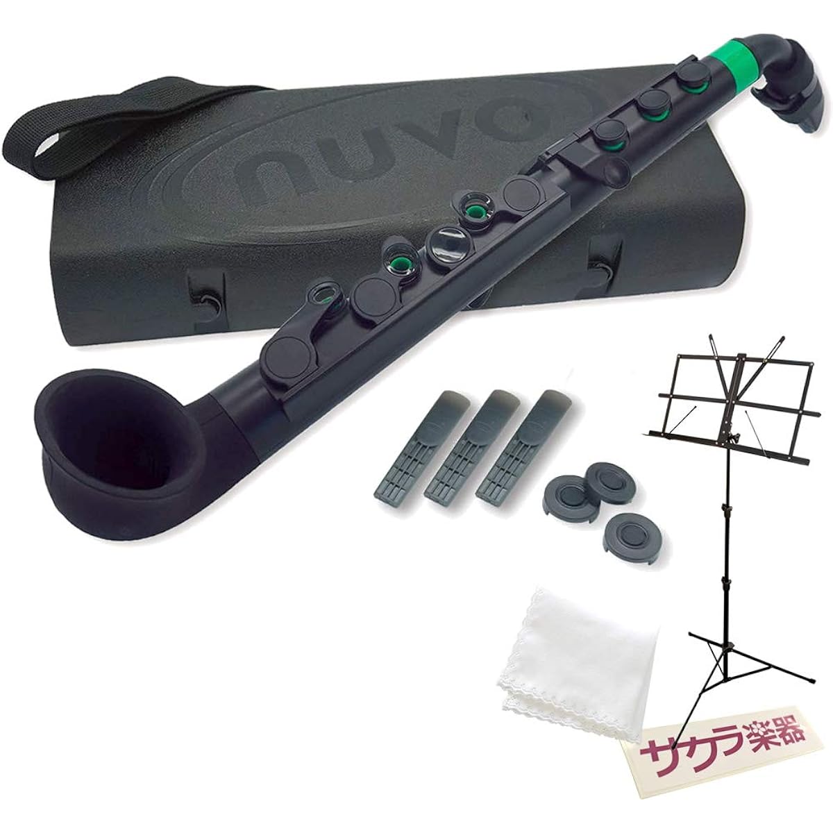 Nuvo Plastic Saxophone jSAX Black/Green Black/Green Sakura Instrument Original Improvement Set