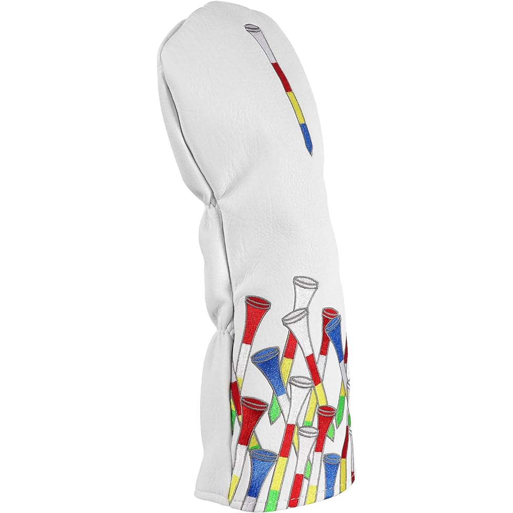 Craftsman Golf Driver Cover for DR Compatible with 460CC Single Item Club Head Cover Wood Cover Tee Embroidery Synthetic Leather White