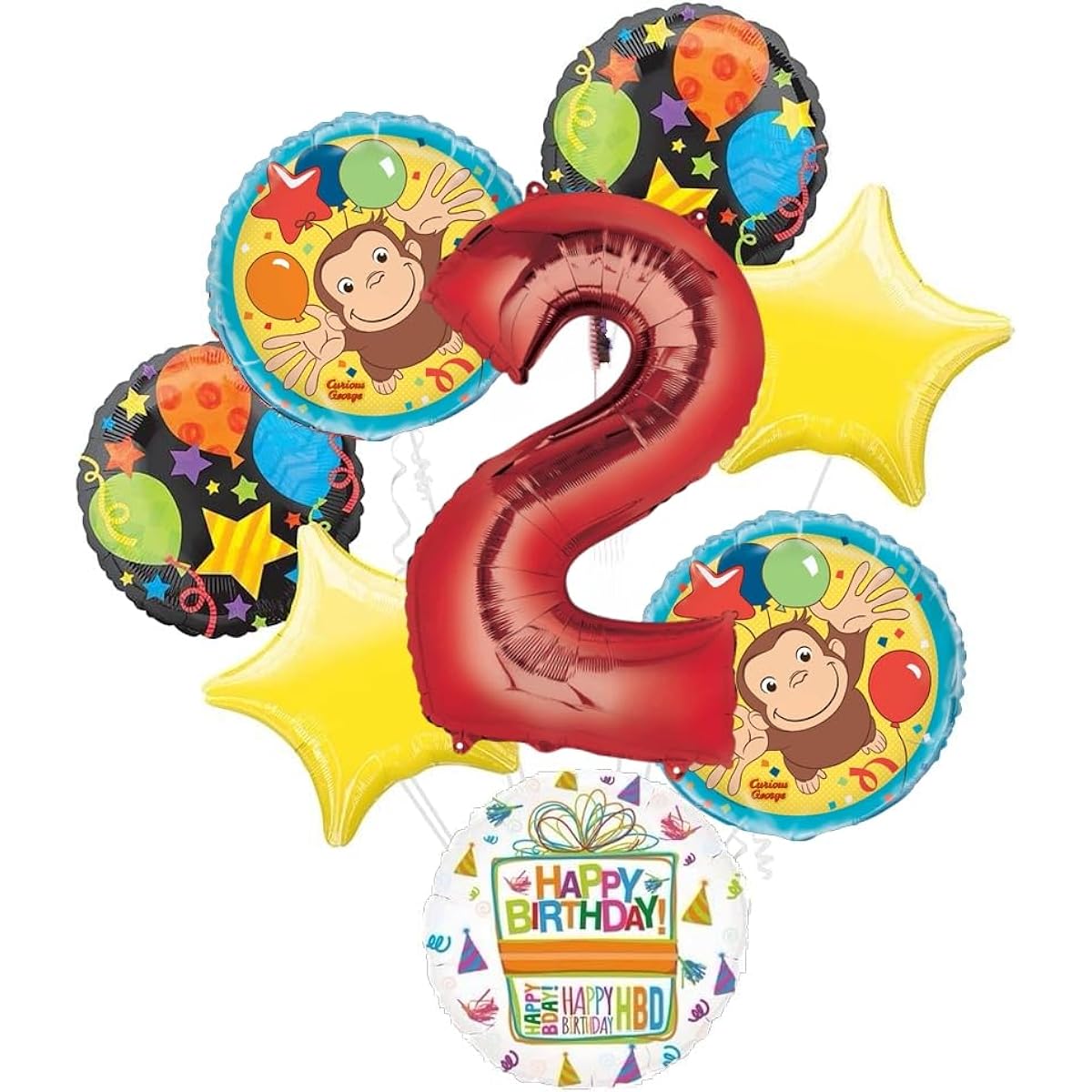 Curious George 2nd Birthday Party Supplies Balloon Bouquet Decoration