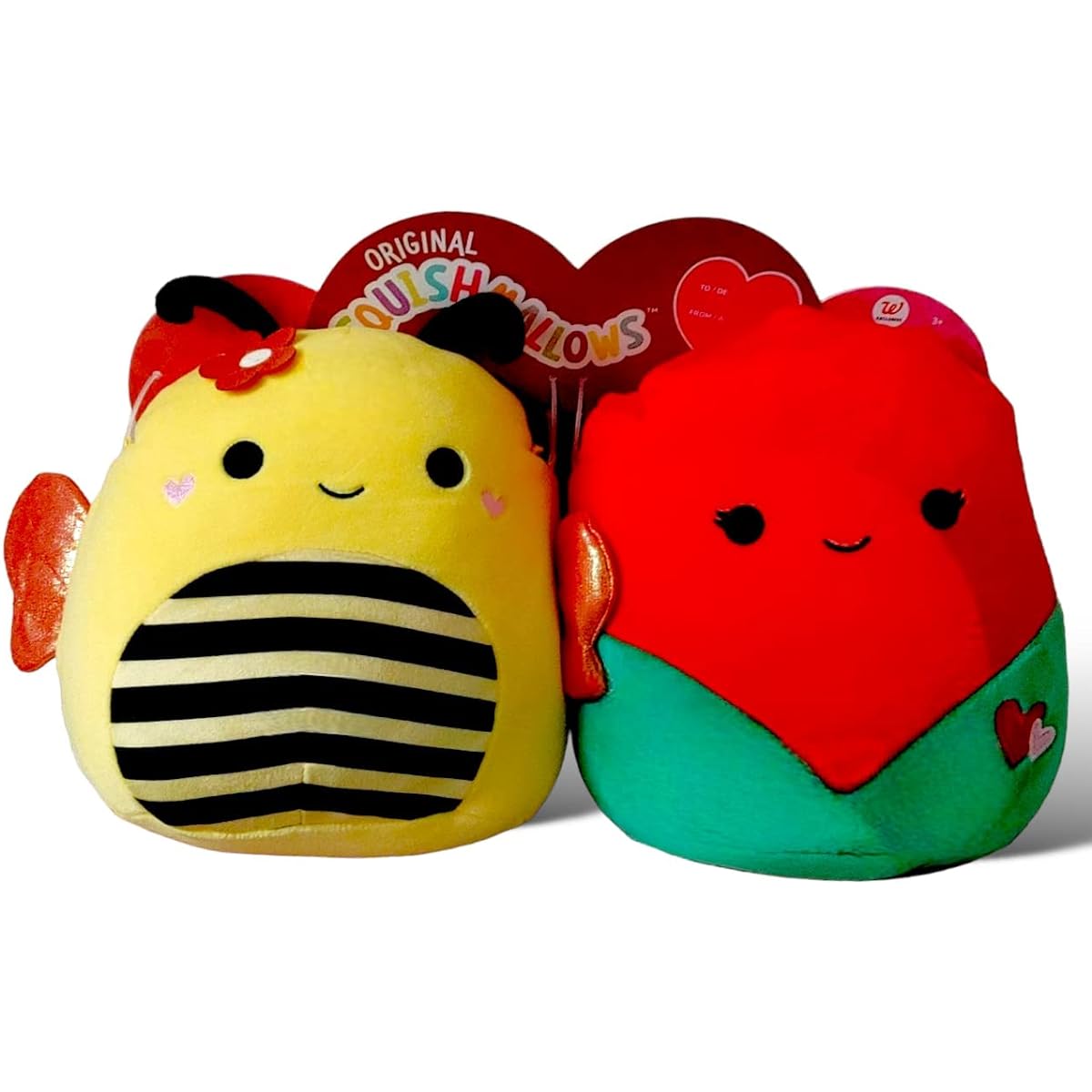 Squishmallows Official Kellytoy Perfect Pair 8" Sunny Bee and Walsh Rose Plush Toys - 2023 Valentine'S Squad Set of 2 Stuffed Animals