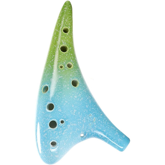 12 Hole Ceramic Ocarina Alto C Gradient Style Musical Instrument Ocarina Instrument with Strap Protective Bag (1)