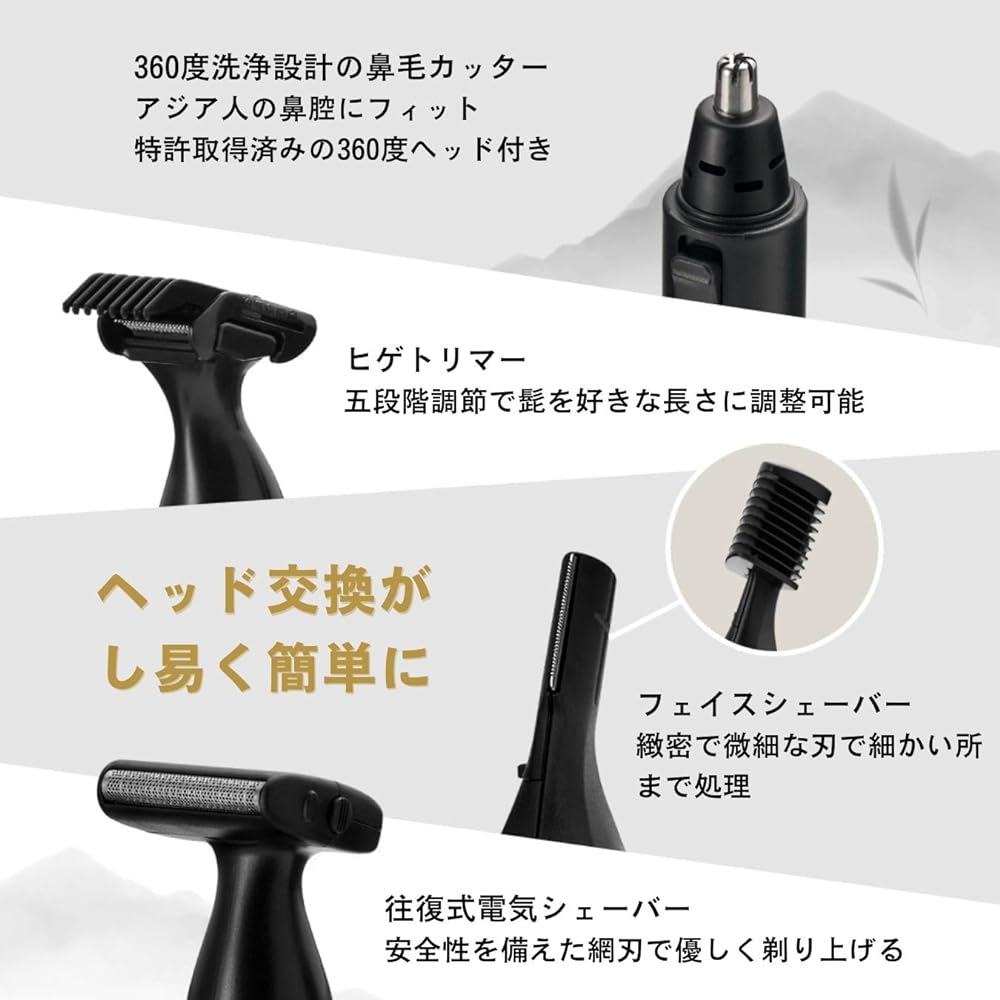 URBANER Men's Shaver Clipper Men's Men's Shaver with Nose Hair Cutter Beard Trimmer Eyebrow Shaver Shaver Men's Razor Electric Attachment 4in1 Charging Stand Cleaning Brush Waterproof Shaver with IPX8 Waterproof Function Present Gift Gift Electric Men's