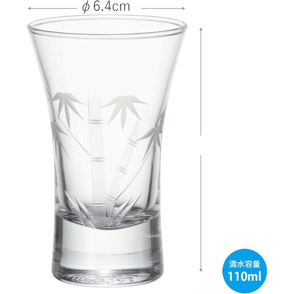 Toyo Sasaki Glass Cold Sake Glass 110ml Kiriko Cup Bamboo Kiriko Made in Japan 09112-75 6 pieces