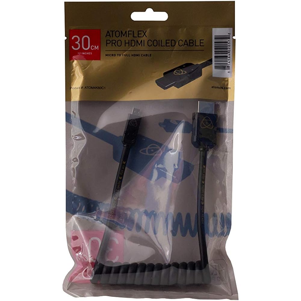 ATOMOS ATOMFLEX PRO HDMI COILED CABLE (Micro to Full 30cm) HDMI2.0 compatible cable ATOM4K60C1