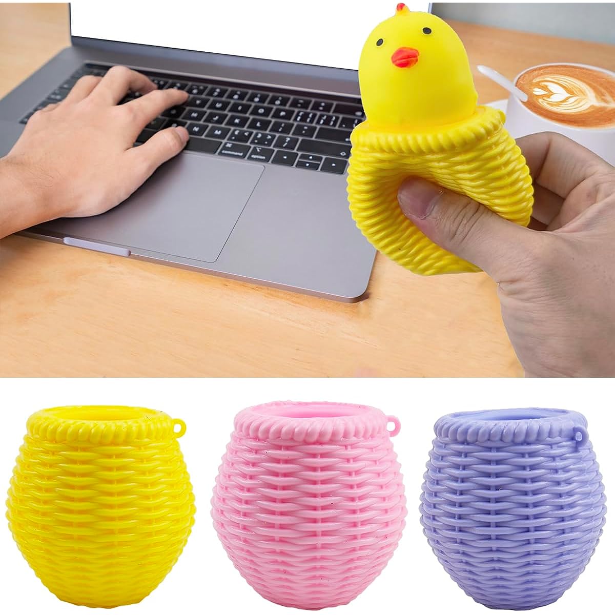 Chick Squishy Toys Fidget 3 Chick Squishy Sensory Play Favors Birthday Gifts Party Adult Chick Stress Relief Squeeze Toys Anxiety Boys Girls Autism ADHD Home Office Use Ball